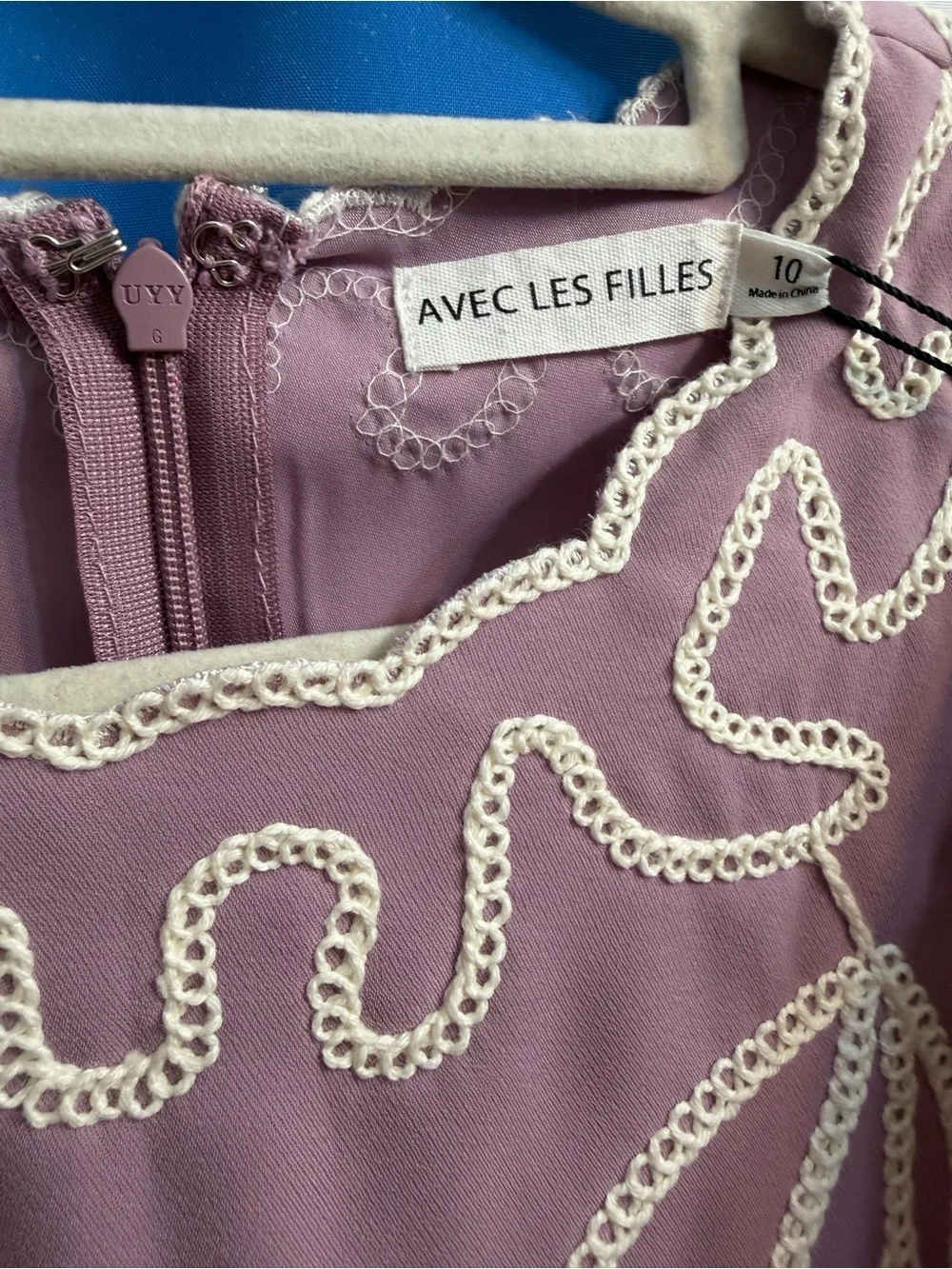 NWT Avec Les Filles Mauve Embroidered Sleeveless Dress size 10 - Picture 3 of 5
